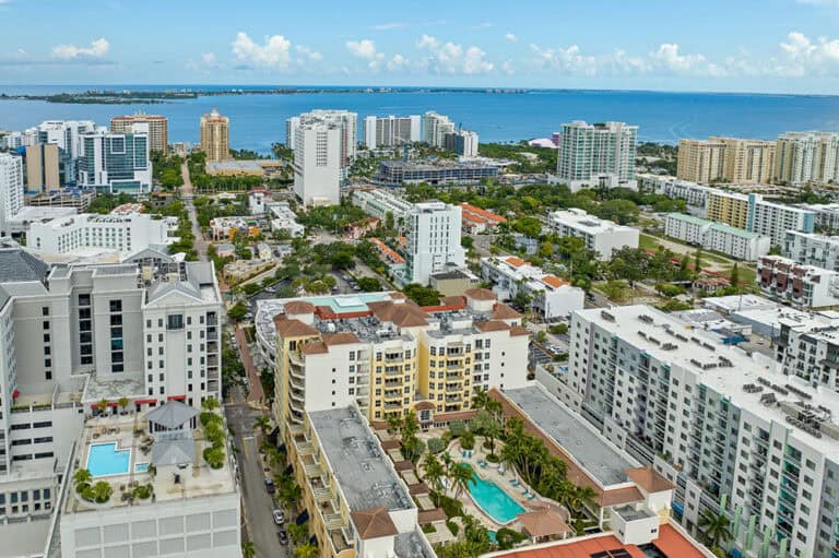 Aerial view of Downtown Sarasota, FL
