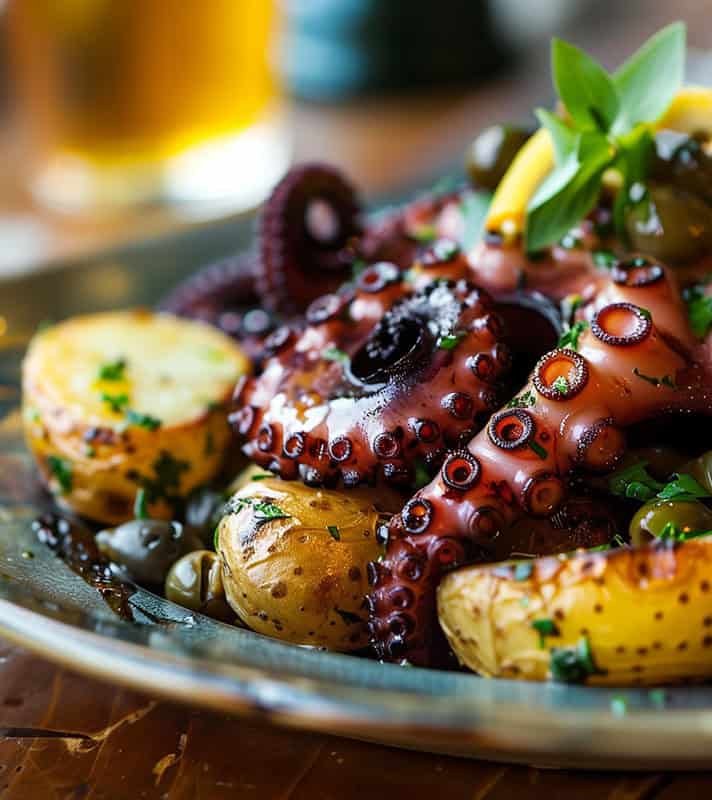 Grilled octopus with crispy fingerling potatoes
