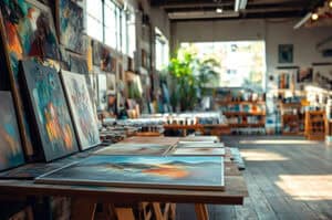 A look inside a local artist studio full of paintings