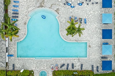 Aerial drone photo of community amenities to help sell your home