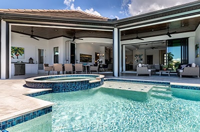 Professional photo of outdoor living space in coastal style home
